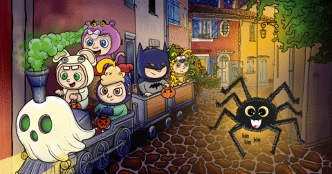 Image illustrant des personnages dans un train fantôme